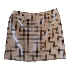 Vintage-Inspired Beige Plaid Mini Skirt – Size 14